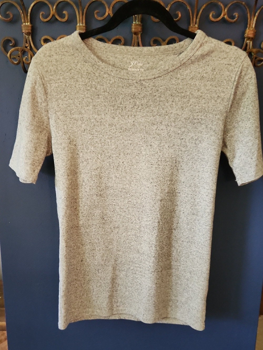 J. Crew Perfect Fit Heathered Gray Crewneck Short Sleeve Top